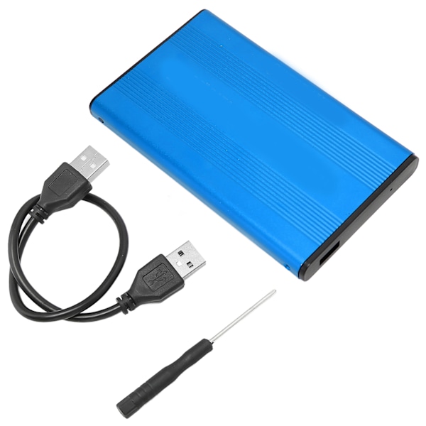 Ekstern Harddisk Kabinet USB 2.0 Interface til SATA 480Mbps Overførsel Aluminium Legering Materiale 2.5in Ekstern HDD Kabinet Blå