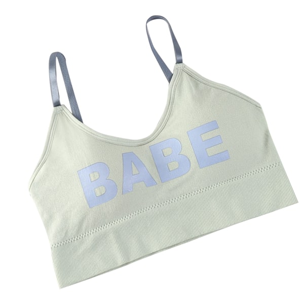 Trådløs BH Stilig Bokstavtrykk U-Rygg Komfortabel Hudvennlig Nylon Dame Camisole BH Lysegrønn 40‑70kg