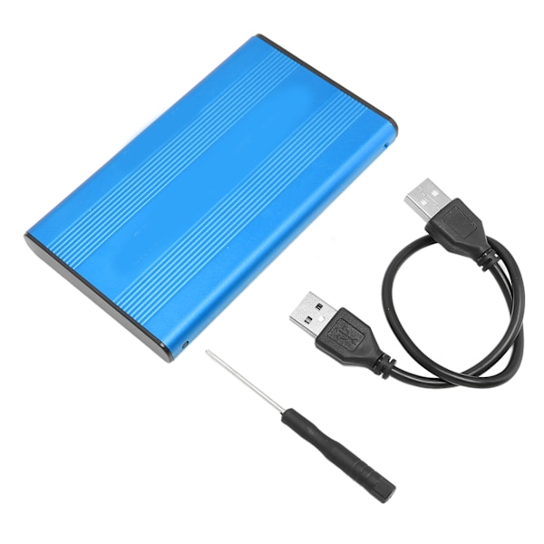 Extern Hårddiskfodral USB 2.0-gränssnitt till SATA 480 Mbps Överföring Aluminiumlegering Material 2,5 tum Extern HDD-fodral Blå