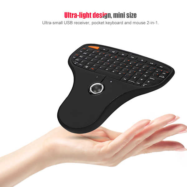 2.4G trådløst mini-USB QWERTY-tastatur med trackball - Multimedietastatur til TV og computer