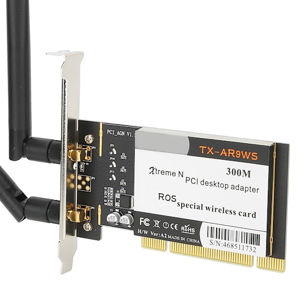 300 Mbps trådløst WiFi netværkskort med 2 antenner - PCI Desktop Adapter