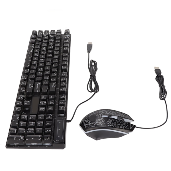 USB Tangentbord Mus Combo Bra Återhämtningsförmåga Spricka Färgglad Bakgrundsbelysning 104 Tangenter Tydliga Tecken Gaming Tangentbord Mus Combo