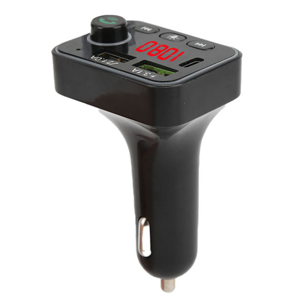 Bluetooth 5.0 FM-sender MP3-spiller Telefonlader Batterispenningsdeteksjon med fargerike atmosfærelys