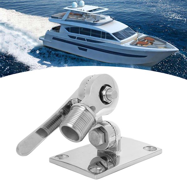 38 mm/1,50 tommer 316 rustfrit stål Marine VHF Antenne Dobbelt Aksel Justerbar Basemontering Antennebase