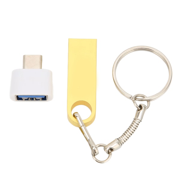 USB Flash Disk Usb2.0 TypeC Mobiltelefon Computer Dobbelt Brug U Disk Højhastigheds Flashdrev med nøglering (128GB Guld)
