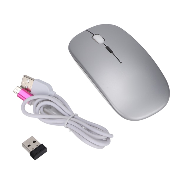 Trådløs optisk mus 2,4 GHz DPI-regulering Stillebryter Fargerike lys Office Light MouseSølv