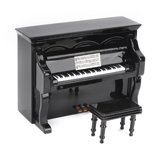Puinen miniatyyri pystysuunnassa piano minimusiikki-instrumenttimalli lapsille lahja kodin sisustusMusta
