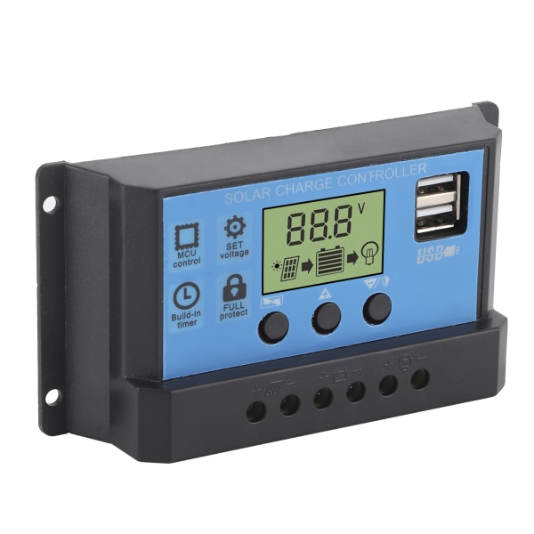12V 24V Aurinkolatauksen Purkausohjain PWM LCD-näyttö Kaksi USB-lähtöä Säädin Kotiin Teollisuuteen Auto30A