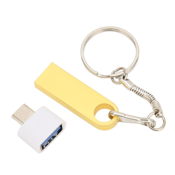 USB Flash Disk Usb2.0 TypeC Mobiltelefon Datamaskin Dobbelt Bruk U Disk Høyhastighets Flash-stasjon med nøkkelring (64 GB Gull)