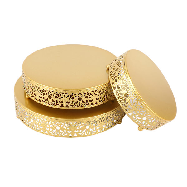 3 stk. dessertstativ i guld med høje fødder, nem montering, til udstilling af godbidder til fester