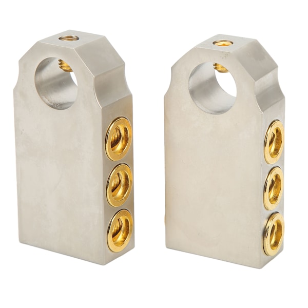 Par Batteriklämma Positiv Negativ Ljudmodifiering Guld för 1/0AWG 2/0AWG Svetskabel