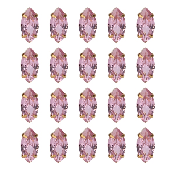 20 stk Syning Zirkon Rhinestones Golden Claw DIY Kjole Tøj Tilbehør 5x10mm Pink