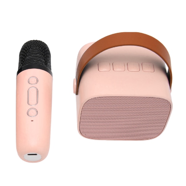 Mini Karaoke Maskinsæt Support Bluetooth AUX USB Hukommelseskort Bærbar Bluetooth højttaler med trådløs mikrofon Pink