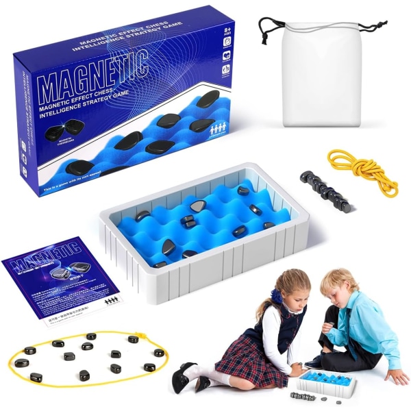 Magnetisk sjakkspill, morsomt bordmagnetspill strategispill, magnetisk brettspill Familiebrettspill Julegave for barn Voksne (YX) B med tau