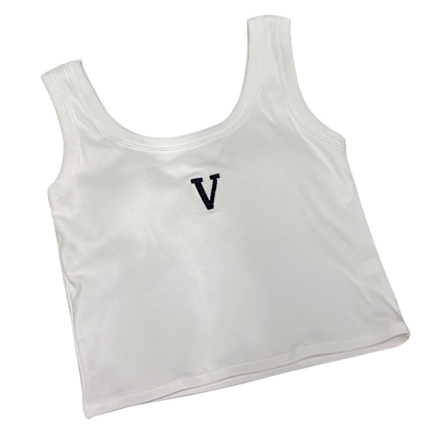 Naisten hihaton lyhyt tank top muodikas minimalistinen rento Lady tank top rintaliivinsuojilla kesää varten Valkoinen Vapaa koko (40‑65kg / 88.2‑143.3lb )