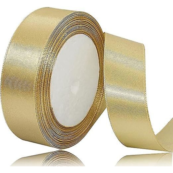 Guld satinbånd - 20 mm x 22 m - Gaveindpakning, syning, håndværk