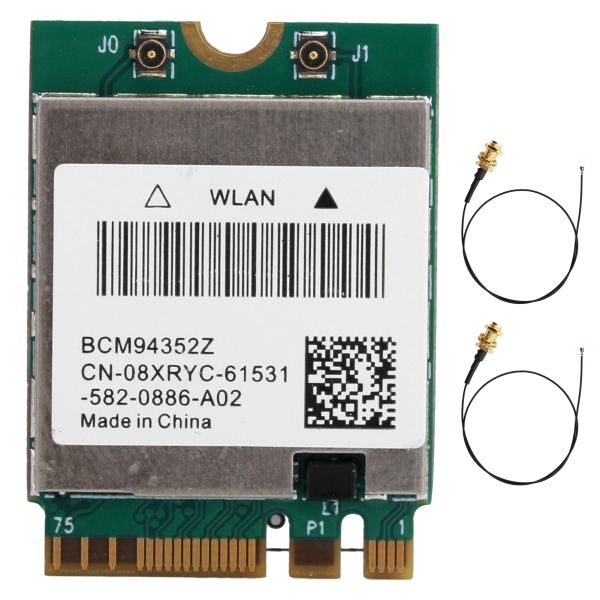 Trådløst nettverkskort Dual Band NGFF M.2 Bluetooth 4.0 802.11ac Wlan-adapter BCM94352Z (2 stk eksterne antennekabler)