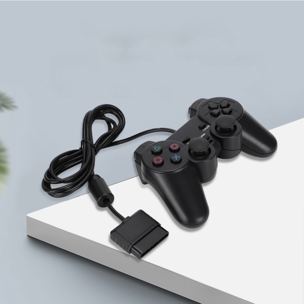 Dobbel motor svært sensitivt kablet gamepad-spillhåndtak for PS2-spillkonsollkontroller