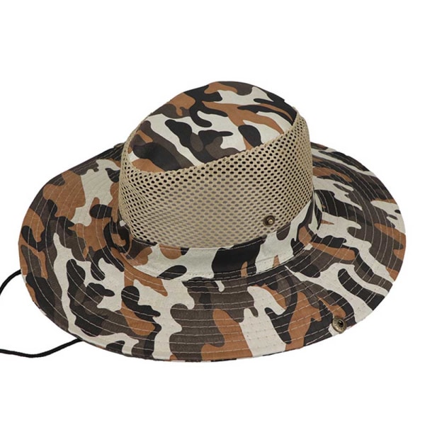 Bucket Hat Fiskeri Solbeskyttelse Udendørs Fiskehætte Camouflage Mesh Khaki