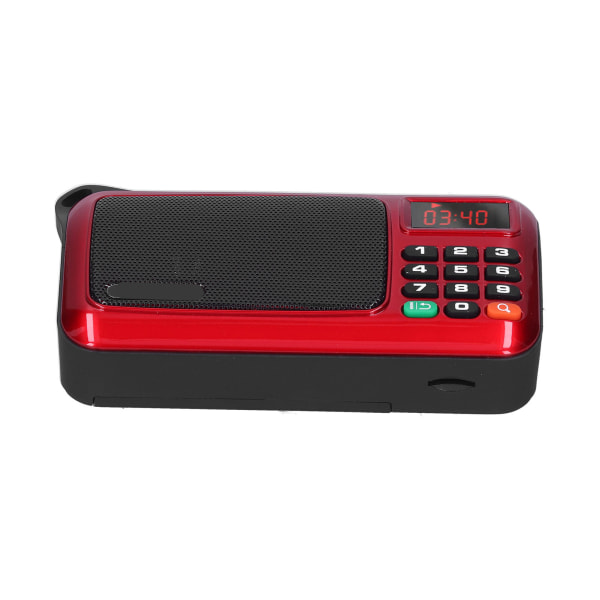 Bärbar radiohögtalare MP3-musikspelare Miniradio med LED-skärm och ficklampa Röd