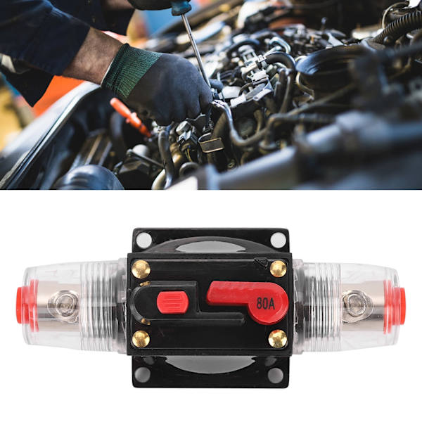 12-24V Bil Stereo Forsterker Reset Strømbryter Sikringsholder Biltilbehør 80A