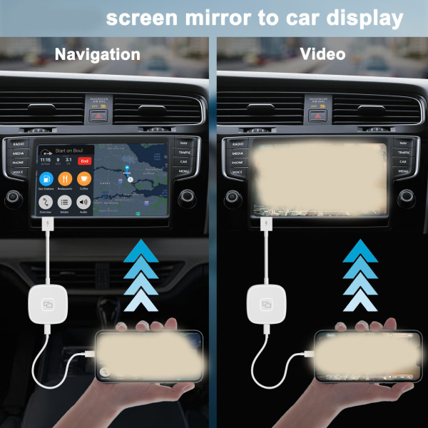 Carplay Mirror Adapter Trådbunden Carplay Mirrorring Dongle Telefonskärmspeglingsenhet för IOS-telefoner Rund