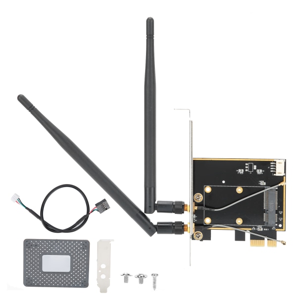 Trådløs netværkskortadapter Mini PCI-E til desktop PCI-E med 2 antenner understøtter Bluetooth