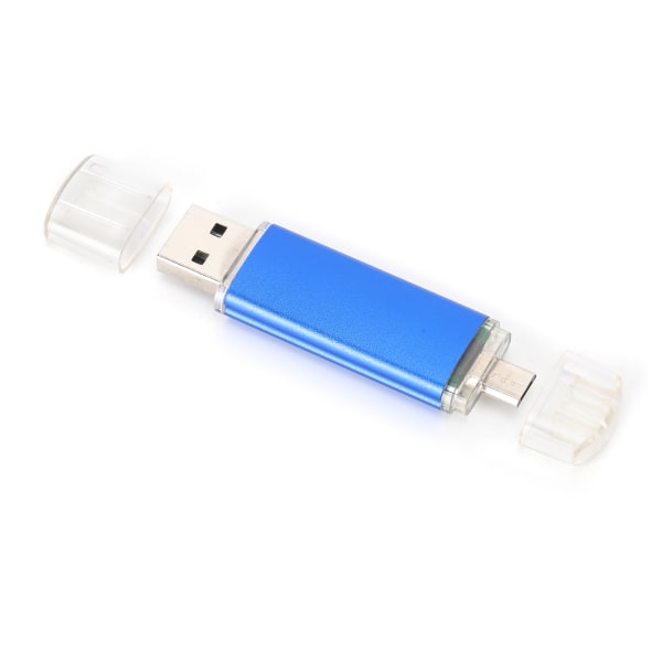 U Disk OTG Bright Blue DualHead Mini Metal USB 2.0 Flash Drive Memory Stick CW10050(64G)