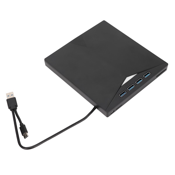 Ulkoinen DVD-asema, sisäänrakennettu Type C -kaapeli, 4 USB3.0-liitäntää, musta ABS-materiaali, kannettava CD-kirjoitin OS X -järjestelmille