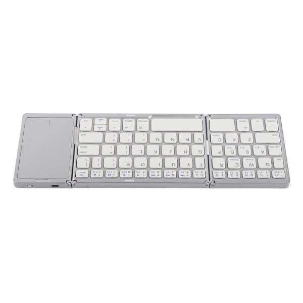 3-vikt trådlöst tangentbord med pekplatta Vikbart tangentbord för Tablet PC Smartphone Inbyggt batteri B089T Silver Vit