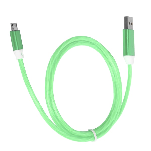 Mikro USB-ladekabel LED lyser opp Flytende Hurtigladeledning for Android-mobiltelefoner Grønn