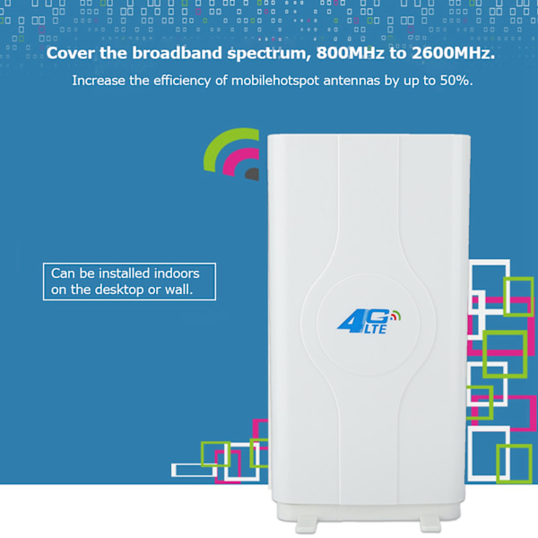 High Gain inomhus 4G LTE Plate Antenn 800MHz-2600MHz, blixtsnabb hastighet, SMA