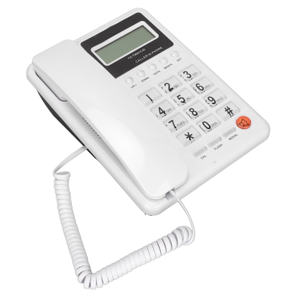 KXT8001CID Sladdtelefon Klassisk FSK DTMF Dubbelsystem Kontor Fast telefon med Nummerpresentation för Hem Hotell (Vit)