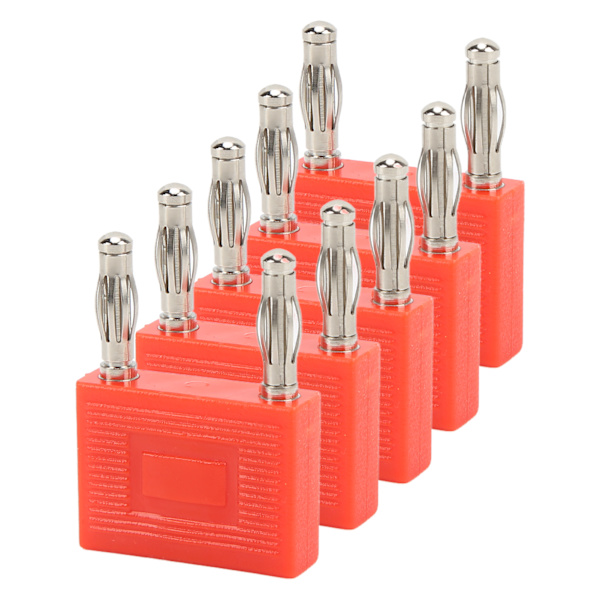 5PCS Dobbel rad bananpluggkontakt Nikkelbelagt kobber 2-veis dobbel bananplugg for høyttalerledninger Rød