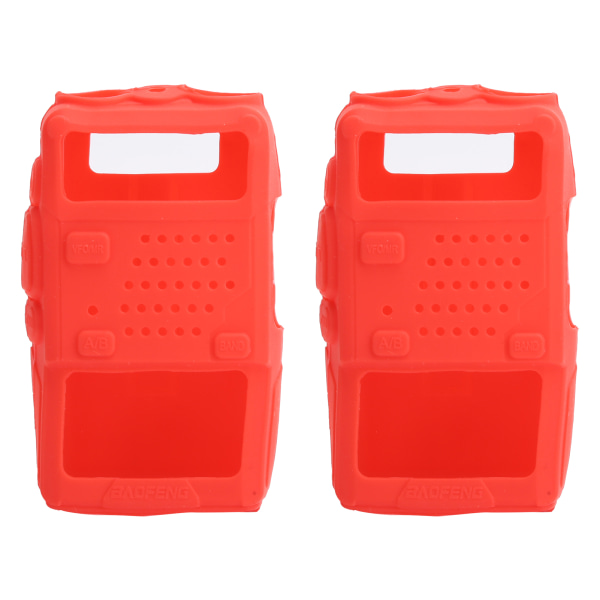 2kpl Mini Walky Talky Silikoni Suojaava Pehmeä Cover Kaksisuuntainen Radiosuoja Baofeng UV5R (punainen)
