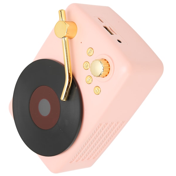 Bluetooth-kaiutin Stereo USB-lataus Retro-levysoittimen muotoilu Kannettava Mini Langaton Kaiutin Kotijuhliin Matkustamiseen Vaaleanpunainen