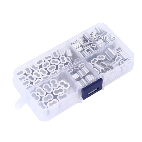 180 stk. Krympe Loop Sleeve Kit 6‑Størrelse Aluminium Dobbelt Tønde Ferrule Universal til Wire Rope Kabel Line End