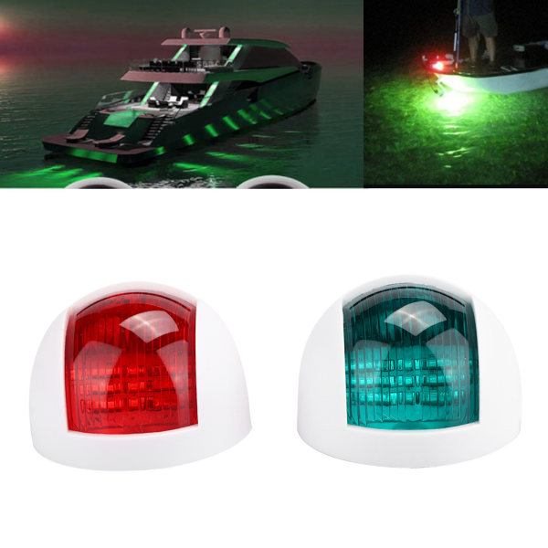 2 Stk Signallampe Rød Grøn LED Vandtæt Bådnavigationslys 12V 24VHvid