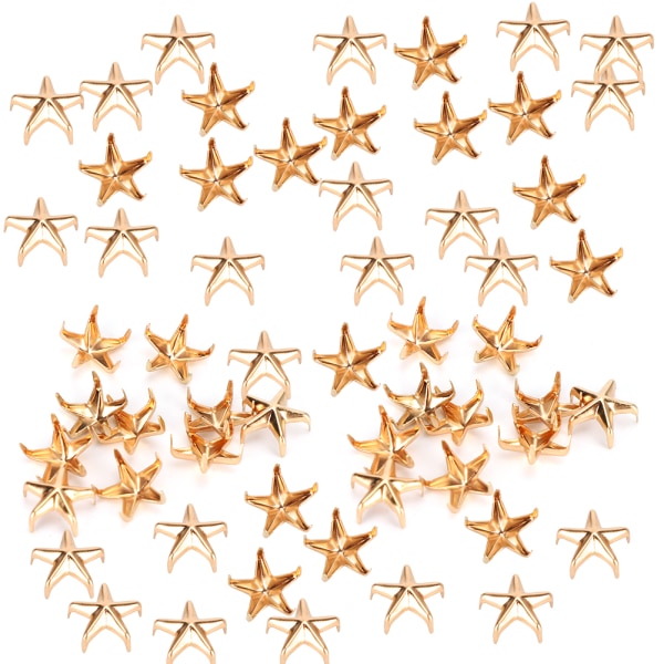200 stk stjernenagler 5-spissede stjerneklonegler gjør-det-selv-vesker hatter dekorasjonstilbehør 10MMGull