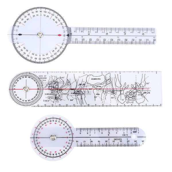 3Pcs 6/8/10inch 360 Degree Protractor Angle Medical Ruler Spinal Goniometer