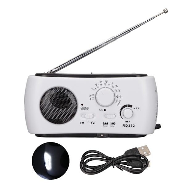 RD322 Käsikammenvääntöradio AM FM Monitoiminen Hätäradio Sähkökatkoihin Valaistus Ulkoiluun Retkeilyyn