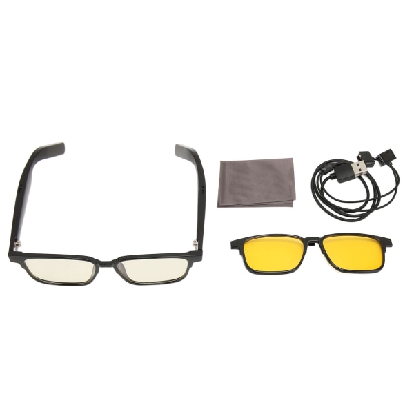 Smarta trådlösa Bluetooth glasögon Bluetooth 5.3 Inbyggd mikrofonhögtalare kompatibel med pek- och röstkontroll med mörkerseende linser
