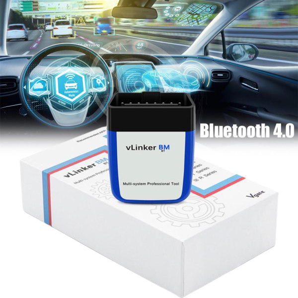 Vgate Vlinker BM + OBD2 V2.2 Bluetooth Dual Mode 4.0 Diagnostic Automobile Fault Detector kompatibel för Android/för IOS