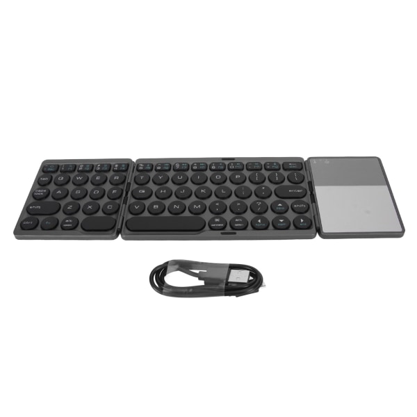 Rund nyckel Bluetooth vikbart tangentbord med pekplatta Universal 140mAh trådlöst 64 tangenter vikbart tangentbord svart