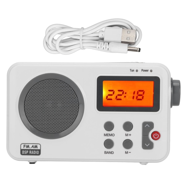 LCD-radio Bærbar AM FM-subwoofer HIFI-radiostøtte Skjermfrekvensklokke med bakgrunnsbelysningsfunksjon