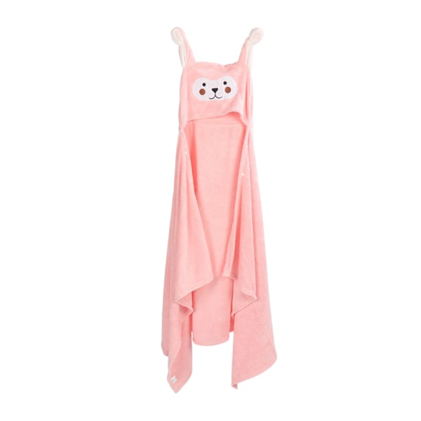 Huvad Babybadhandduk Vattenabsorberande Korallfleece Cartoon Mjuk Spädbarnsbadhandduk Rosa