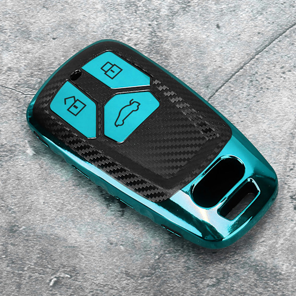 TPU Kolfiberstil Bil Smart Nyckelfodral Skydd Passar A4 B9 Q5 Q7 TT TTS 8S 2016 2017 Grön