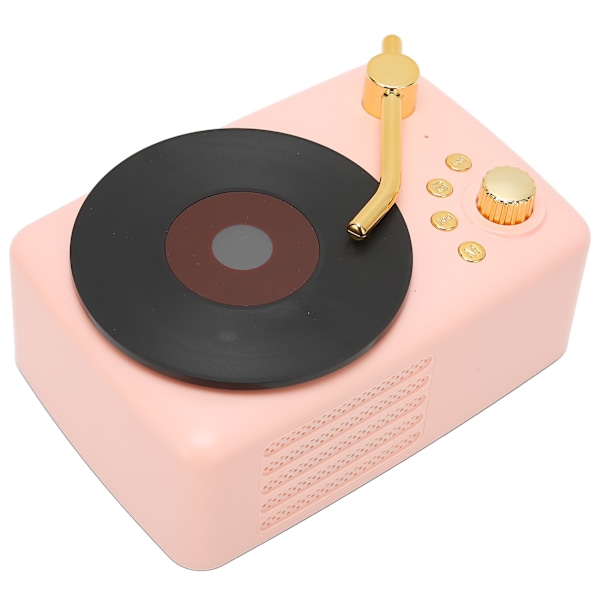 Bluetooth-kaiutin Stereo USB-lataus Retro-levysoittimen muotoilu Kannettava Mini Langaton Kaiutin Kotijuhliin Matkustamiseen Vaaleanpunainen