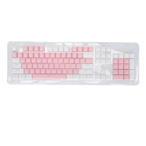 104 stk Tastaturhetter Slitesterk, stabil tofarget gjennomskinnelig bakgrunnsbelyst PBT mekaniske tastaturhetter (rosa hvit)