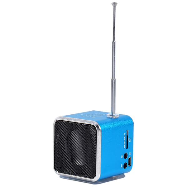 Moderigtig mini Bluetooth-højttaler med FM-radio, TF-kort og USB-stick support - blå